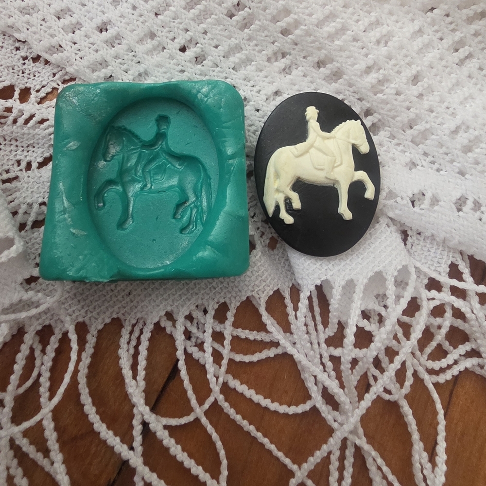 Horse & Rider Cameo Mold, Jewelry Making For Resin / Polymer Clay